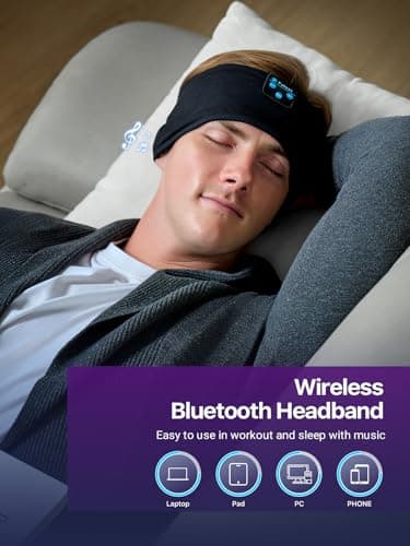 Fulext Sleep Headphones Wireless Bluetooth,Headband Headphones for Side Sleepers,Noise Cancelling Sleep Seadphones,Ideal for Housework,Travel,Yoga,Workout,Running,Sports,Gift - Image 3
