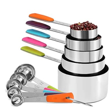 Bopei Measuring Cups and Spoons Set Stainless Steel 10 Piece for Cooking and Baking - Image 1