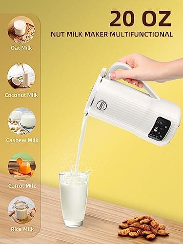 BUAIAHUG 20oz Nut Milk Maker Machine - Multi-Functional Automatic Almond with 10 Blades, Plant-Based, Oat, Soy, and Dairy Free Beverages 12 Hours Timer/Auto-clean/Room Temp/Keep Warm/Boil, White - Image 3