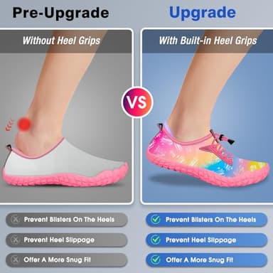 Built-in Heel Grips Water Shoes for Kids Girls Boys Hiking Shoes Wide Barefoot Swim Beach Pools Aqua Socks Slip-On Quick Dry Lightweight for Big Little Kids Toddler - Image 2
