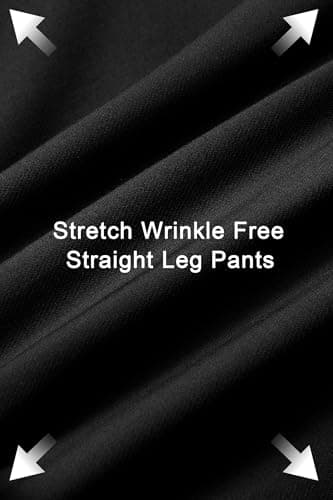 Arach&Cloz 2025 Women's Stretch Wrinkle Free Black Wide Leg Trousers Business Casual High Elastic Waisted Loose Palazzo Pants Button Down Zipper Comfy Slacks with 4 Pockets L - Image 4