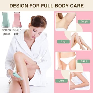 Bikini Trimmer for Women - 2 in 1 Electric Lady Pubic Hair Private Area Legs Arms Removal Personal Elecrtric Razor Shaver Rechargeable with Snap-in Ceramic Blades, Wet and Dry Use,Pink - Image 7