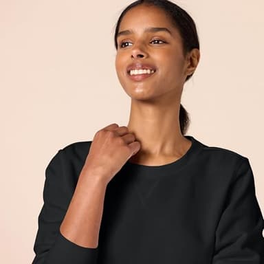 Amazon Essentials Women's Fleece Crewneck Pullover Sweatshirt (Available in Plus Size), Black Heather, Medium - Image 4