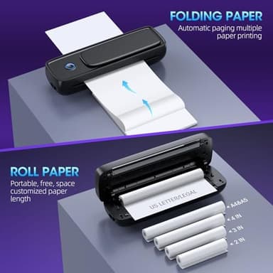 Inkless Portable Printer Wireless for Travel - 504DPI High Resolution, Thermal Mini for A4/A5/US Letter, Bluetooth & USB, Sex Toys Dildo,Lightweight Wireless Printer for Home/Office, Black - Image 4