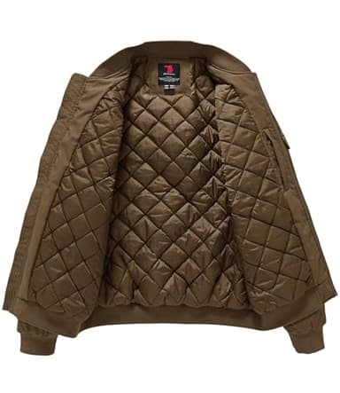 BGOWATU Men's Jacket Windproof Quilted Bomber Jackets Casual Fall Winter Warm Padded Coats Outwear Coffee XL - Image 3