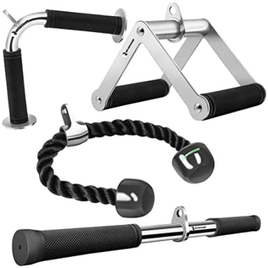 QPARVERS Cable Attachments for Gym lat pulldown attachments cable machine accessories, Straight Pull Down Bar, V-Shaped Press Down Bar, Tricep Rope, Row Handle - Image 1