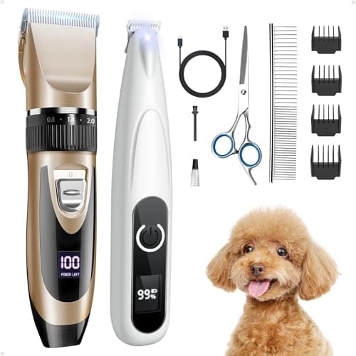 PAPMINI 2 in 1 Dog Grooming Kit, Low Noise Rechargeable Dog Clippers for Grooming, Cordless Dog Grooming Clippers and Dog Paw Trimmer, Dog Shavers for Grooming Small Dogs Cats Animals - Image 1