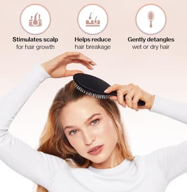 Kitsch Detangler Hair Brush for Wet and Dry Hair, Curly or Straight Hair, Detangling Brush with Flexible Hairbrush Bristles, Hair brushes for Women & Men, Adults & Kids, for Shower & Travel - Black - Image 4