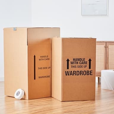 Amazon Basics Wardrobe Clothing Moving Boxes with Bar, 6 Pack, Brown, 24" x 24" x 40" - Image 7