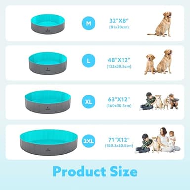 SLOOSH Foldable Dog Kiddie Pool - Portable Hard Plastic Doggie Swimming Pool, Anti-Slip Collapsible Pets Bath Tub Suitable for Kids Indoor Outdoor Backyard Use (48" x 12", Grey) - Image 7