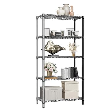 M MZG 1250 lbs 5 Tier Shelf Metal Storage Shelves Shelving Wire Rack Heavy Duty Closet Organizers for Garage Kitchen Bathroom Laundry Black 15.7" D x 33.5" W x 68.5" H - Image 8