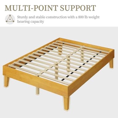 Yaheetech Full Bed Frame Natural Solid Wood Platform Bed with Wooden Slats Support, 12-inch Underbed Space for Storage, Noise-Free Design, Easy Assembly, Natural Wood Finish - Image 5