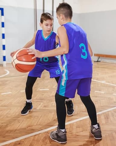 Runhit 3 Pack Boys Compression Leggings,Athletic Tights Basketball Compression Pants,Youth Boys Base Layer Pants Sports Legging Black+White+Navy Blue S - Image 4