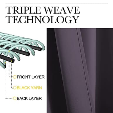 NICETOWN Bedroom Blackout Curtain Panels - (Greyish Purple Color) 52 x 108 Inch, 2 PCs, Insulating Energy Saving Solid Rod Pocket Blackout Drapes for Hall, Villa - Image 4