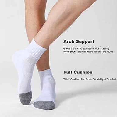 CS CELERSPORT 6 Pack Men's Ankle Socks with Cushion Athletic Running Socks, White, Shoe Size: 9-12 - Image 5