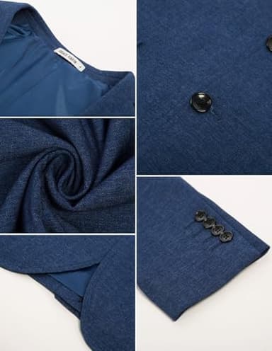 Men's Long Sleeve Knit Denim Sport Coat Blazer Premium Office Casual Business Stretch Suit Dress Jacket Denim Blue L - Image 8