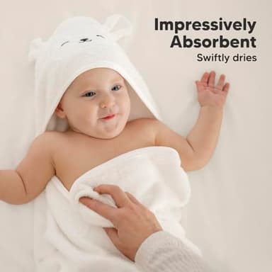 KeaBabies Hooded Baby Towel for Newborn - Viscose Derived from Bamboo Large Baby Bath Towels with Hood for Boys, Girls, Toddler, Extra Absorbent & Soft Newborn Bath Essentials (Lamb) - Image 5