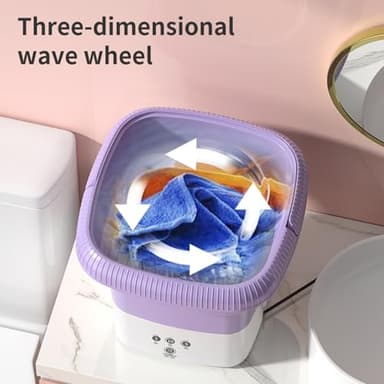 Portable Small Washing machine,13L Capacity Foldable Mini Washer,Ideal for Baby Clothes, Underwear & Small Items. Perfect for Apartments, Dorms, RVs & Travel (Purple) - Image 2