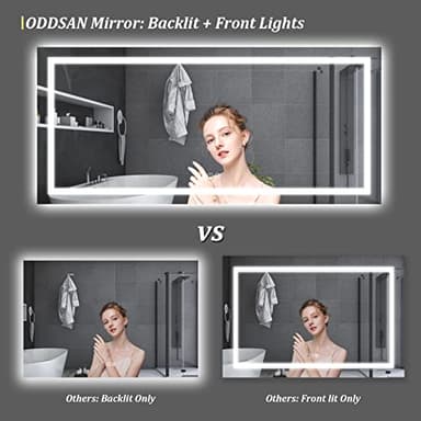 ODDSAN LED Bathroom Mirror for Wall 72x 40, Large Lighted Vanity Mirror with Lights, Dimmable, Anti-Fog, Shatter-Proof, ETL Listed (Front + Backlit) - Image 3