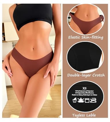 Seamless Underwear for Women Soft No Show Panties Sexy High Cut Invisible Hipster Silky Cheeky Ladies Bikini 6 Pack - Image 3