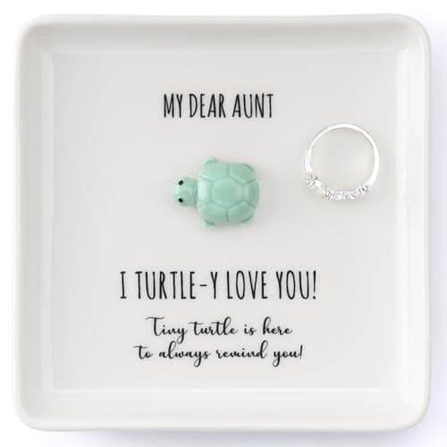 HOME SMILE Turtle Jewelry Dish Tray-Aunt Auntie Gifts from Niece Nephew,Mothers Day Birthday Gifts for Aunt Auntie Gift Ideas,I Turtley Love You Gifts - Image 1