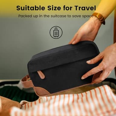 Vorspack Travel Toiletry Bag - Hanging Toiletry Bag for Men Water Resistant Canvas Shaving Bag with Large Capacity for Travel - Black - Image 7