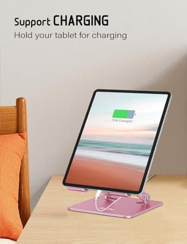Aoviho Tablet Stand Holder for Desk, Adjustable Desktop Tablet Holder, Foldable Aluminum Tablet Mount for iPad pro 12.9, iPad Air Mini, Samsung Galaxy Tabs Z Fold Kindle Fire,4-12 inch, Rose Gold - Image 7