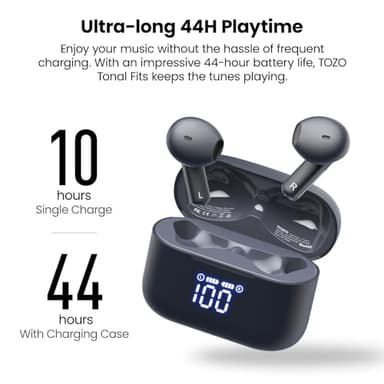 TOZO T21 Wireless Earbuds Bluetooth 5.3 in Ear Headphones Dual Mic Call Noise Cancelling IPX8 Waterproof 44H Playback Stereo Sound with LED Display Wireless Charging Case 32 EQs via APP Blue - Image 5