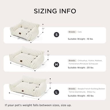 Bedsure Cute Cat Couch for Pets - Fluffy Cat beds with Premium Soft Corduroy Fleece, Fuzzy Cats beds for Indoor Cats with Removable Washable Cover, Supportive Pet Sofa, 24inch, Cream - Image 6