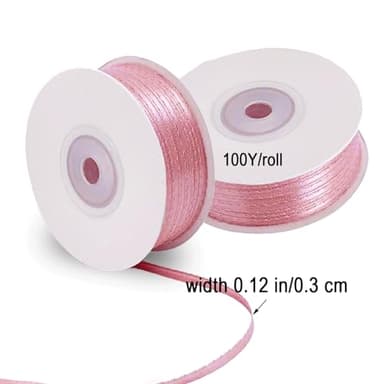 Bean Paste Pink Satin Ribbon - 200 Yards x 1/8-Inch,Bean Paste Pink Ribbons for Gift Wrapping/DIY Bows Decoration/Sewing(100 Yards x 2) - Image 2