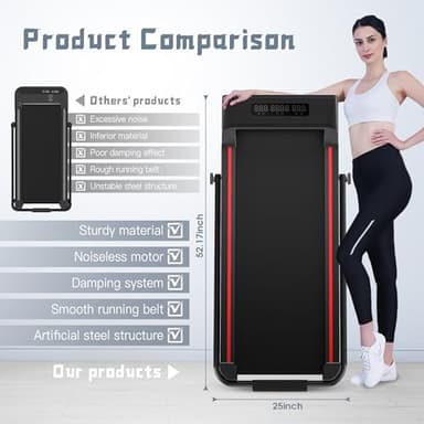 Sperax Treadmill,Walking Pad,Under Desk Treadmill,3 in 1 Folding Treadmills,Treadmills for Home,Black Red - Image 6