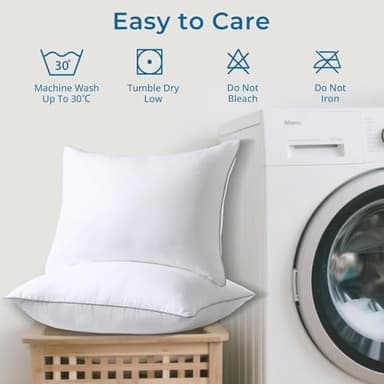 Sasttie Pillows Queen Size Set of 2, Bed Pillows for Side, Back, and Stomach Sleepers - Oeko-Tex Certified Down Alternative Plump Filling - Hotel Quality and Machine Washable, 2 Pack - Image 8