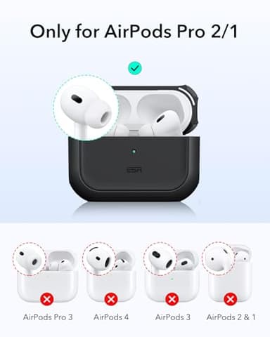 ESR for AirPods Pro 2 Case, Compatible with Airpods Pro Case 2nd / 1st Generation (2023/2022/2019), Compatible with MagSafe, Full Drop Protection Cover with Lanyard, Black - Image 2