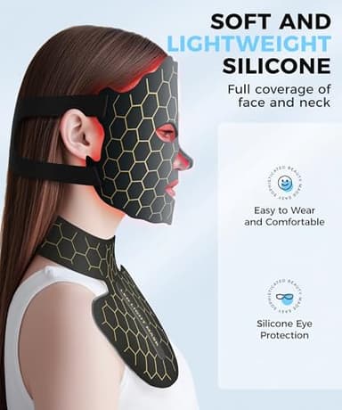 Yahi LED Face Mask Light Therapy, Red Light Therapy for Face, 7-1 Colors LED Facial Skin Care Mask, 175 High-Density Light Beads, Black - Image 6