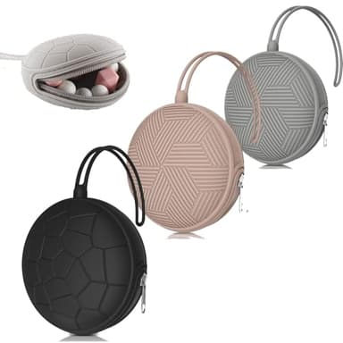 Smlpuame 3 Pack Pacifier Holder Case,Silicone Portable Pacifier Cover Pouch Bag for Diaper Bags Baby Carriage,Pacifier Storage Container Box,Easy to Clean,(Blush+Black+Grey) - Image 1