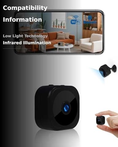 AOBOCAM 1080P HD Mini Camera for Indoor Security with App Control Motion Detection & Night Vision Wireless WiFi Rechargeable Pet Camera for Home/Office 24/7 Cycle Save (Black) - Image 3