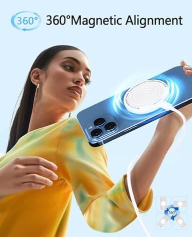 Magnetic Wireless Charger 15W with 20W Adapter & 6ft Cable – MagSafe Charger for iPhone 16/15/14/13/12 Pro/Max/Plus/Mini & AirPods 3/2/Pro – Fast Wireless Charging Pad for Home, Office, Travel - Image 5