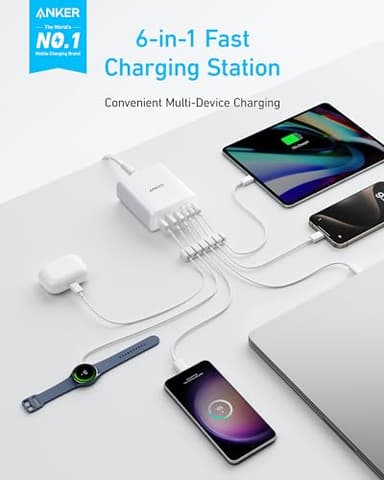 Anker Desktop Charger, Fast Charging USB C Charger, 112W Max 6-Port Charging Station, for iPhone17, iPad, MacBook, Samsung and More (Cable Not Included) - Image 2