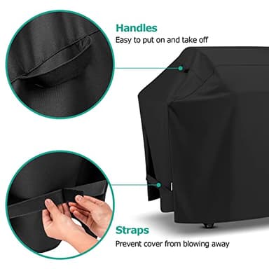SunPatio Grill Cover 55 Inch, Outdoor Heavy Duty Waterproof Barbecue Gas Cover, UV & Fade Resistant, All Weather Protection Compatible for Weber Charbroil Nexgrill Kenmore Grills and More, Black - Image 6