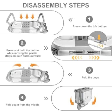 MoreFeel Collapsible Baby Bathtub for Newborn with Thermometer & 1 Hooded Towel & 1 Soft Floating Cushion,Portable Travel Bathtub with Drain Hole, Durable Foldable Baby Tubs for Infants to Toddler - Image 5