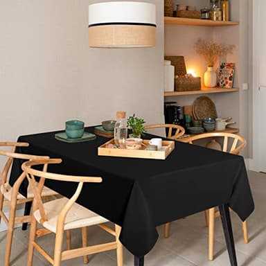 sancua 8 Pack Black Tablecloth 60 x 120 Inch, Rectangle Table Cloth for 8 Feet Tables - Stain and Wrinkle Resistant Washable Polyester Table Cover for Dining Tables, Buffet Parties and Camping - Image 2