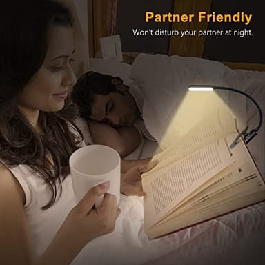 Gritin 9 LED Rechargeable Book Light for Reading in Bed - Eye Caring 3 Color Temperatures,Stepless Dimming Brightness,80 Hrs Runtime Small Lightweight Clip On Book Reading Light for Studying - Image 6