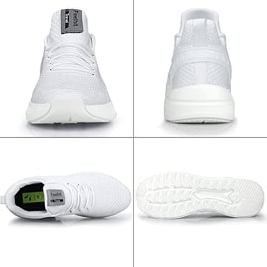 Feethit Mens Slip On Walking Shoes Blade Tennis Shoes Non Slip Running Shoes Lightweight Workout Shoes Breathable Mesh Fashion Sneakers All White Size 10 - Image 4