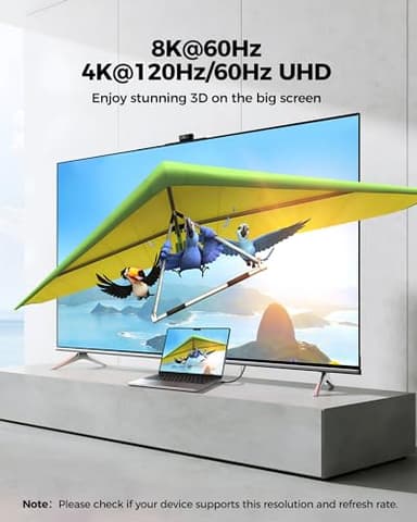 Silkland 8K 4K Mini HDMI to HDMI Cable 6.6FT, Mini HDMI 2.1 Cord [8K 60Hz, 4K@240Hz 144Hz 120Hz, Upgrade Braided] 48Gbps, Compatible with Camera, Camcorder, Laptop, Tablet, Monitor, Raspberry Pi Zero - Image 4