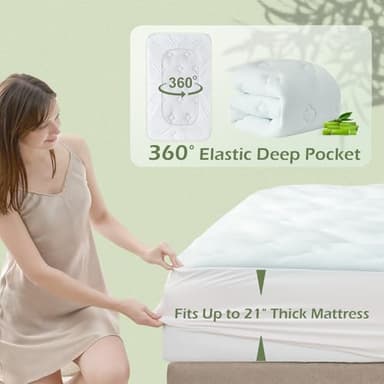 Hansleep College Dorm Twin XL Mattress Topper Viscose Derived from Bamboo, Memory Foam Pillow Top Mattress Topper Twin XL, Breathable Mattress Pad for Back Pain Relief, 39" x 80", White - Image 5