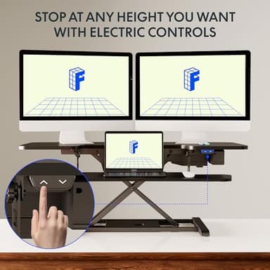 FLEXISPOT 42 inch Electric Motor Desk Converter, Height Adjustable Motorized Stand up Desk Riser with Quick Release Keyboard Tray, Black Monitors and Laptop Workstation - Image 5