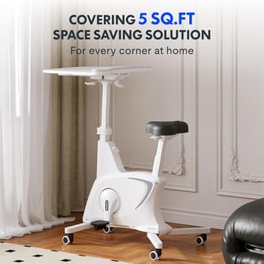 FLEXISPOT Exercise Bike with 2D Desktop, Space Saving Under Desk Bike with Removable Desk, Stationary Bikes Upright Indoor Bikes with 8 Level Magnetic Resistance Upgraded Pro Flywheel, V9PRO-White - Image 7