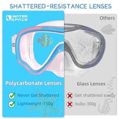 Water Space 2 Packs Swimming Goggles Swim Googles for Kids Toddler Girls Boys Youth 6-14 3-6 4-7, Swimming Goggles with Nose Cover Anti Fog 180°Clear Snorkel Mask No Leak Pool Underwater Goggles - Image 5