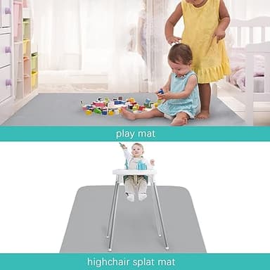 Splat Mat 2 Pack for Under High Chair & Arts & Crafts & Eating Mess, Waterproof 42''×46'' Baby Playtime Anti-Slip High Chair Mat for Floor or Table, Reusable & Portable Splash Mat - Image 5