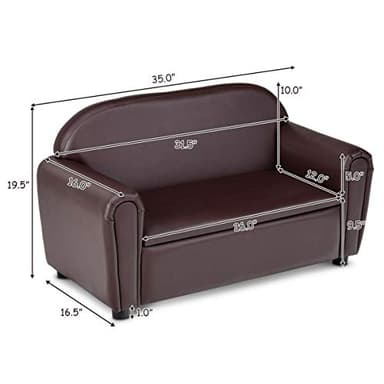 Costzon Kids Couch, 2 in 1 Double Seat Children's Sofa w/Under Seat Storage, PU Leather Surface, Toddler Armrest Chair, Kids Room, Soft Sofa with Storage for Preschool Baby Boys Girls Gifts - Image 3